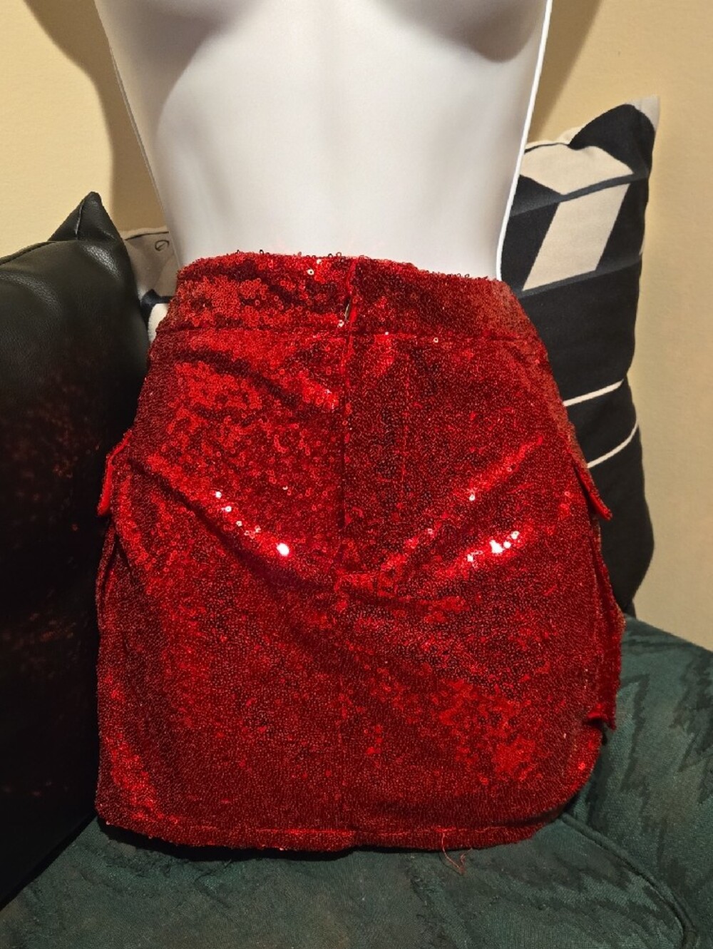 Red Sequin Mini Skirt - Women